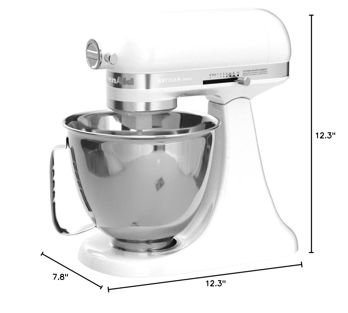 KitchenAid Artisan Mini 3.5 Quart Tilt-Head Stand Mixer - KSM3316X - White | Compact Baking Mixer for Small Kitchens, Perfect for Cookies, Cakes & Dough | Home & Professional Use