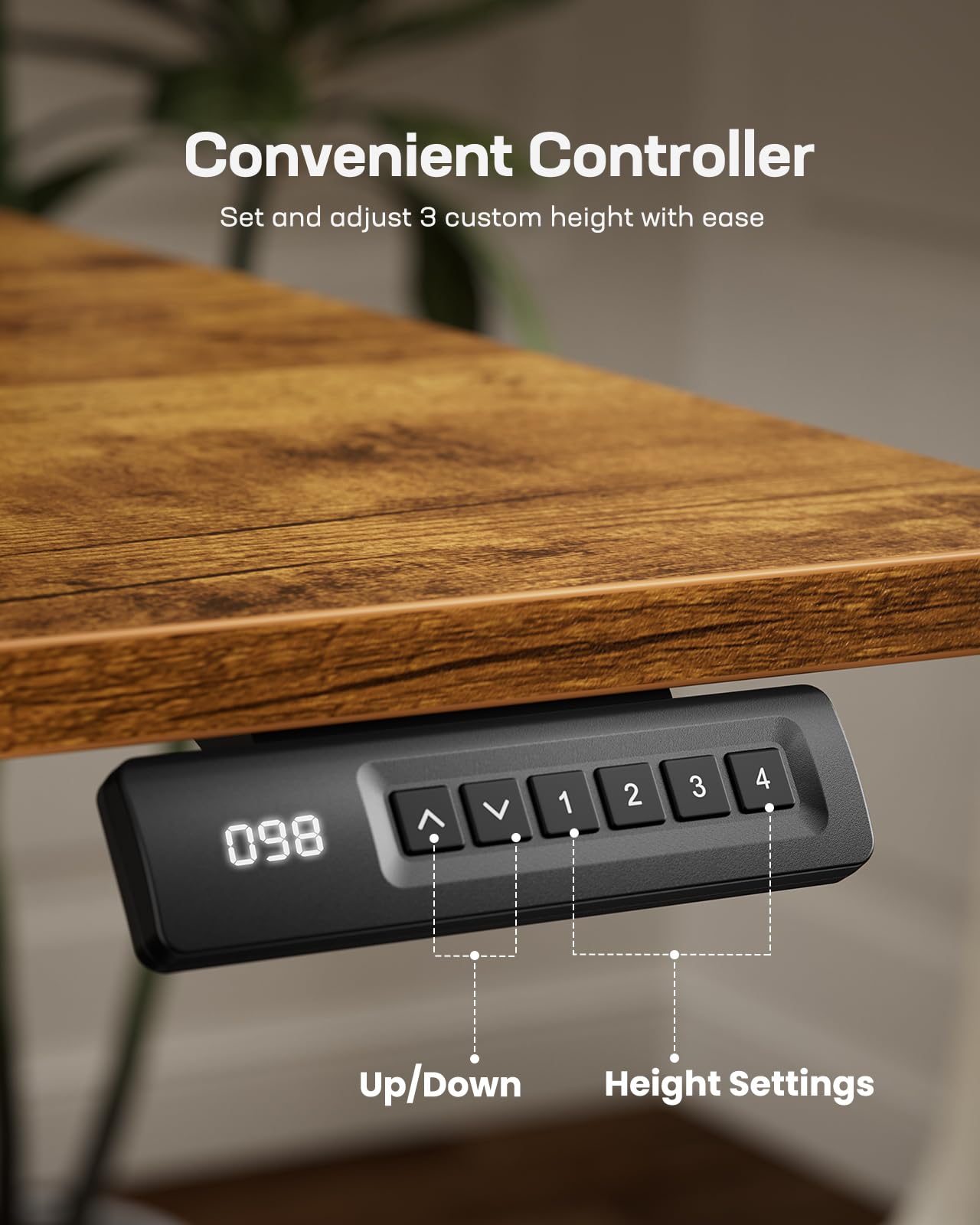 Marsail 48x24 Inch Electric Standing Desk with LED Lights - Adjustable Height Sit Stand Desk for Home Office, Computer Desk with 3 Memory Presets & Headphone Hook - Perfect for Remote Work, Gaming & Study Setup