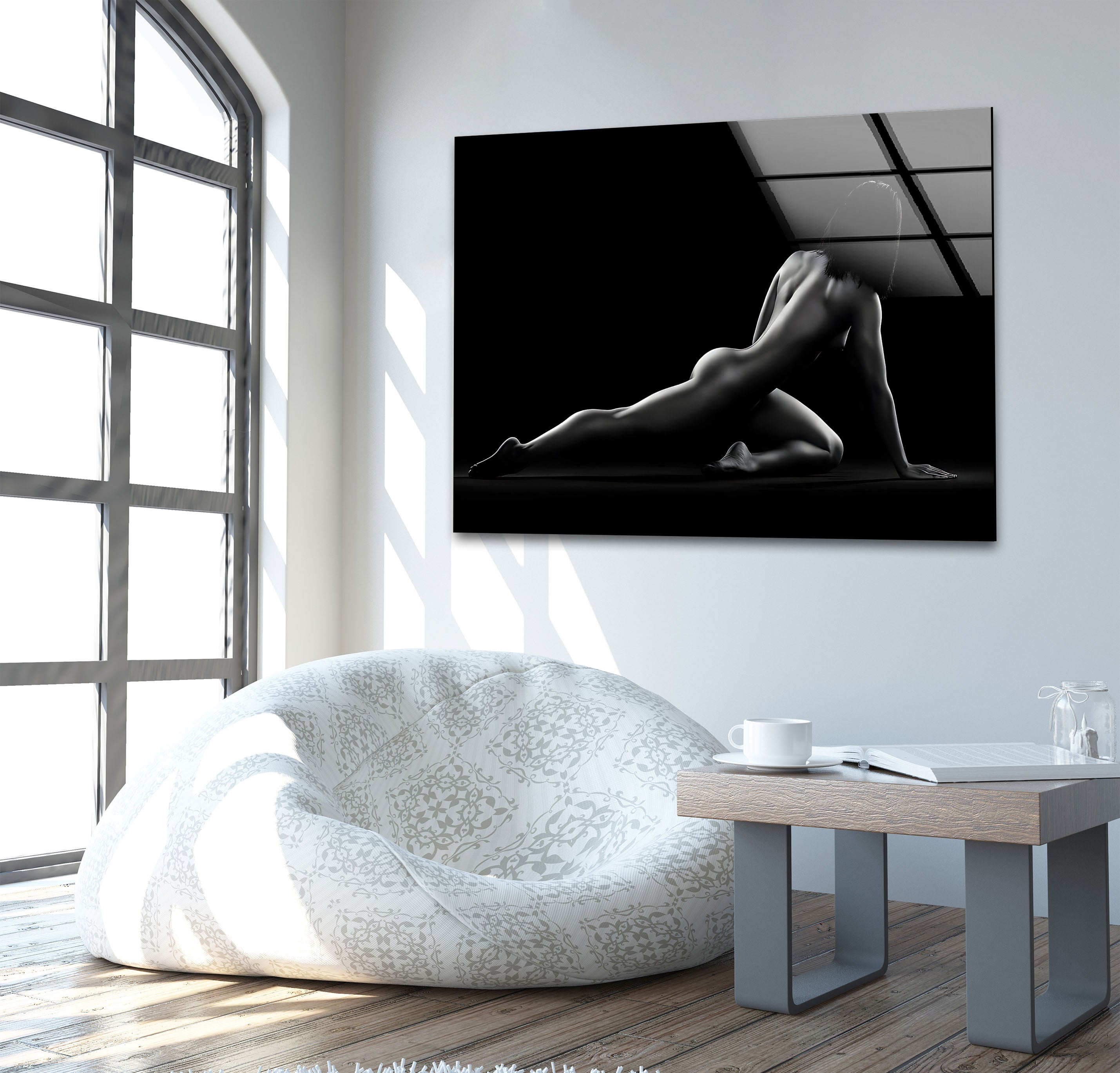 Elegant Black and White Woman Portrait Glass Wall Art - Modern Home Decor for Living Room, Bedroom, or Office