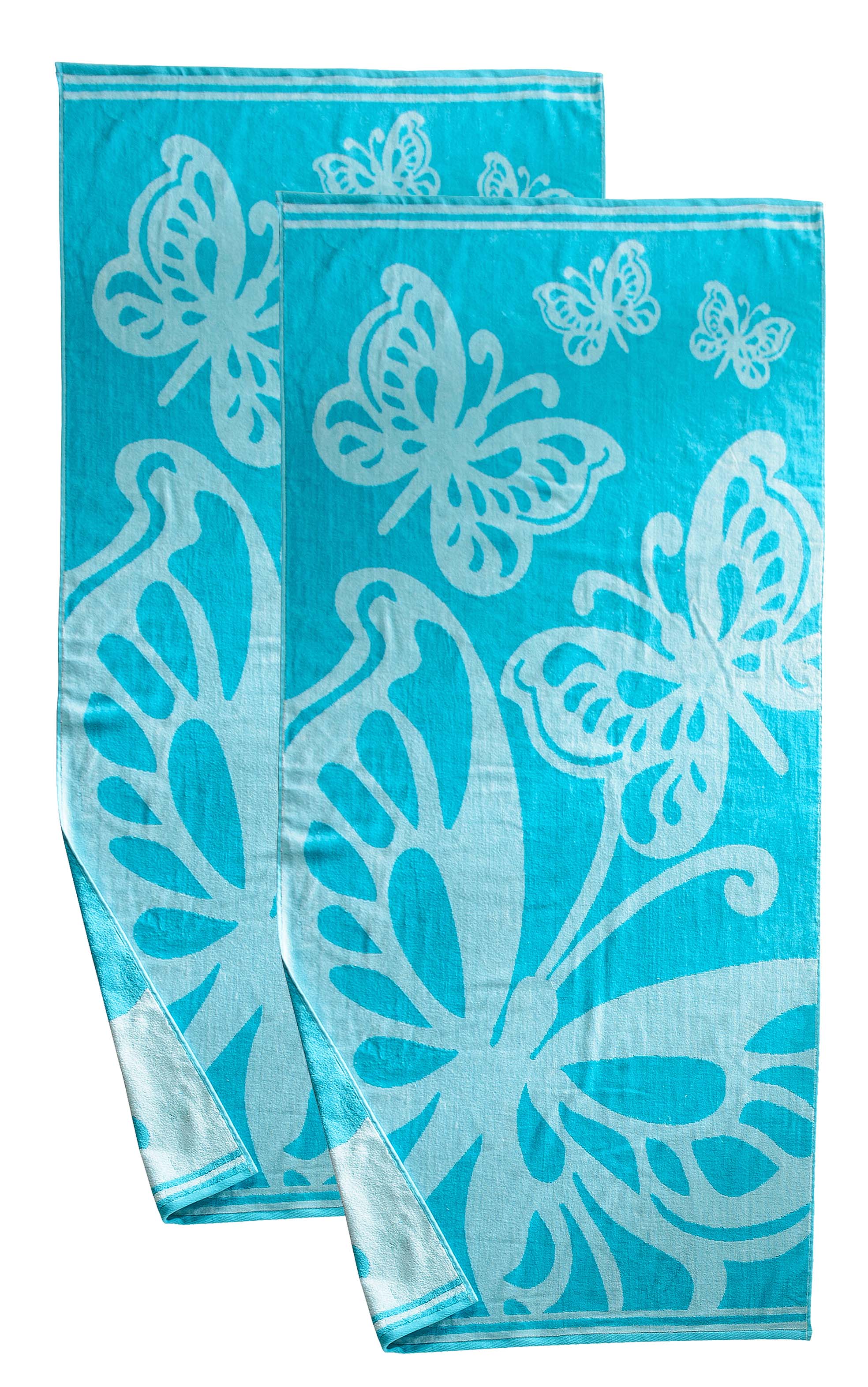 Soft Cotton Oversized Butterfly Beach Towel Set - 2 Piece Bath Towels for Pool, Beach, and Summer Outings