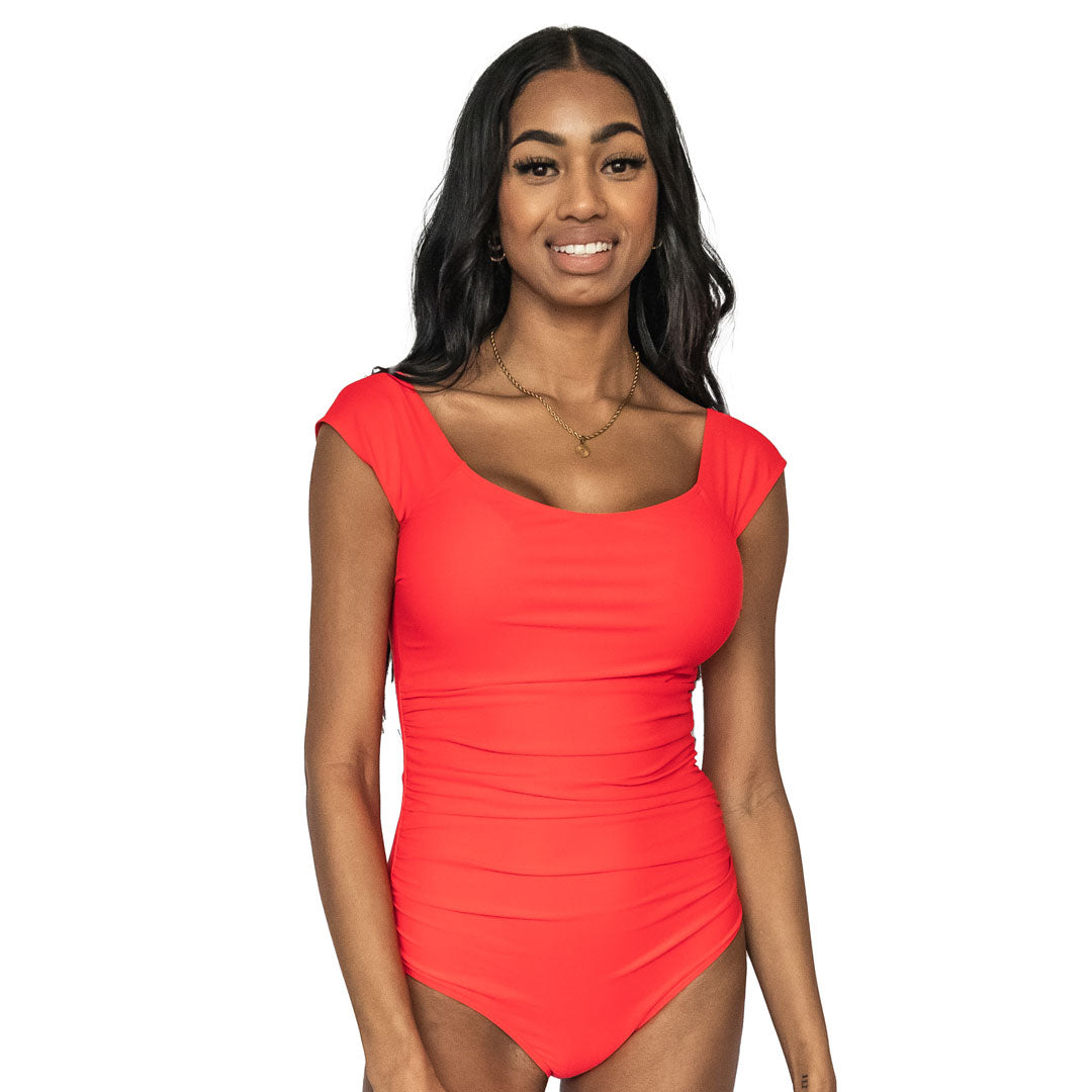Bardot Women's One Piece Swimsuit - Sexy High Cut Bathing Suit with Tummy Control for Beach, Pool & Vacation | Plus Size Swimwear for Summer