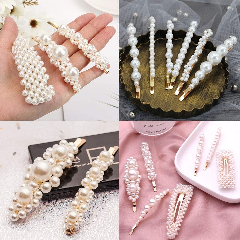 Rubela 12-Pack Pearl Hair Bobby Pins, Barrettes, Snap Clips & Hair Slides - Elegant Hair Accessories for Women & Girls - Perfect for Weddings, Parties & Everyday Styling