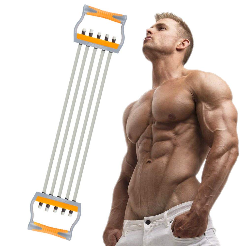 TOCO FREIDO Adjustable Chest Expander - 5 Resistance Tubes for Arm Strength Training, Home Gym Equipment for Muscle Building & Fitness | Perfect for Home Workouts, Strength Training & Physical Therapy