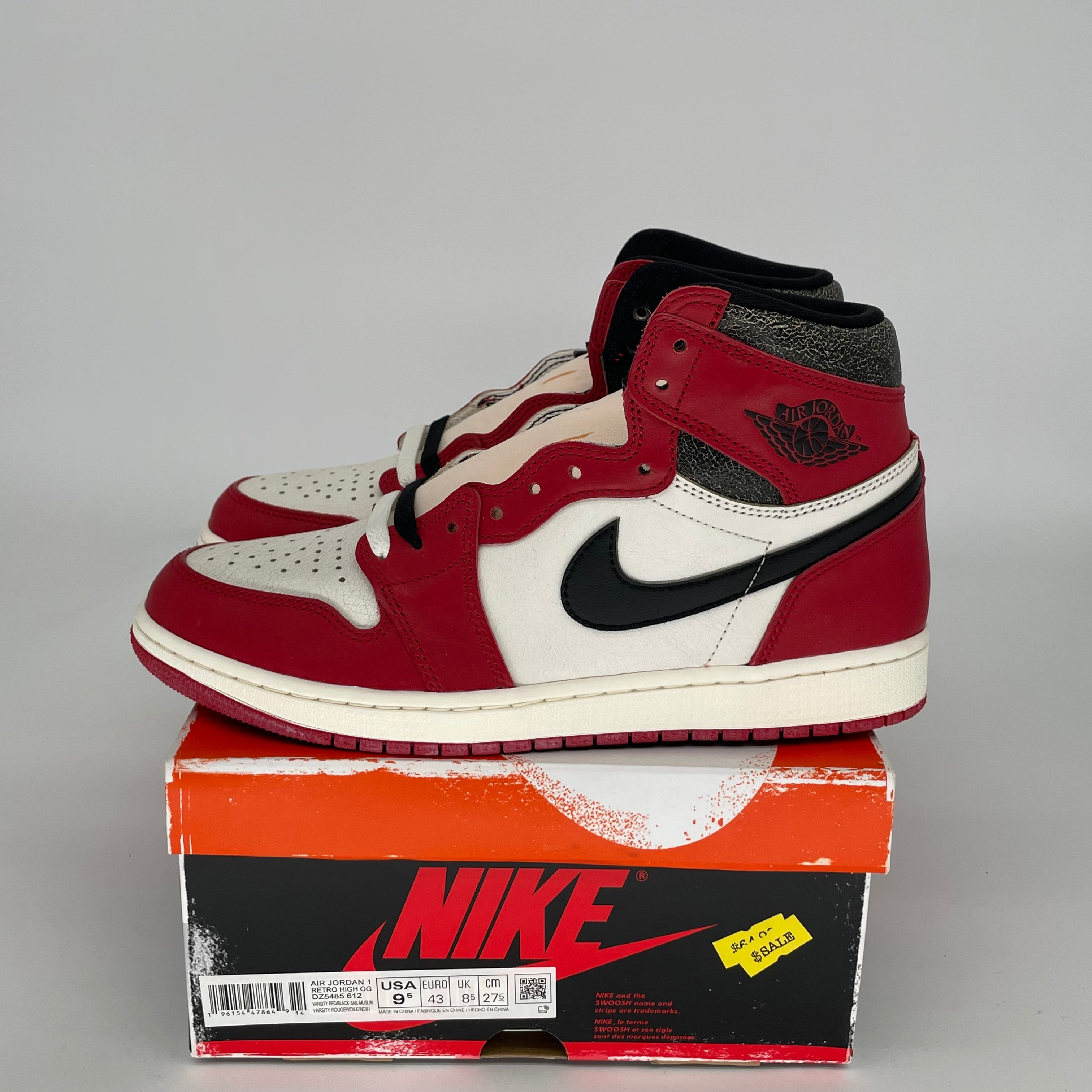 Original Air Jordan 1 Retro High OG 'Lost & Found' Sneakers - Men's Size 9.5 (DZ5485-612) - Classic Basketball Shoes for Streetwear & Casual Outfits