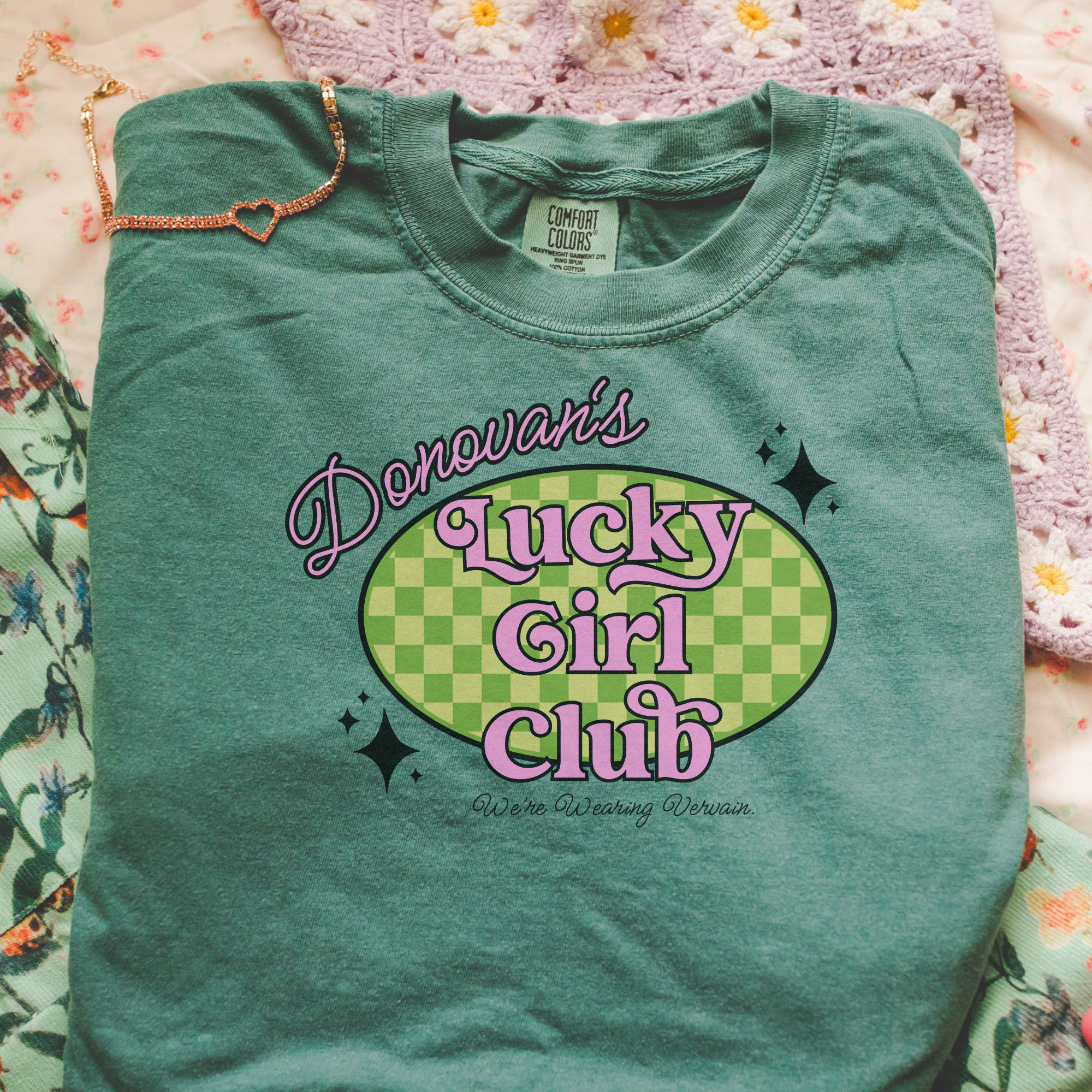 Donovan's Lucky Girl's Club T-Shirt for Women | Cute Graphic Tee | Soft Cotton Casual Top | Perfect for Girls' Night Out, Birthday Parties & Everyday Wear