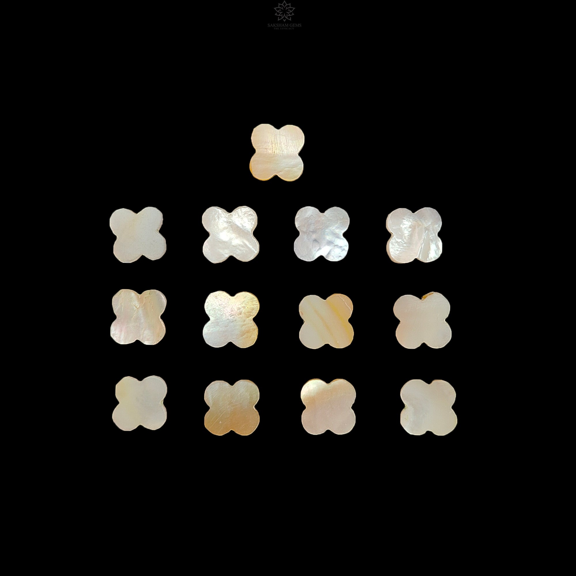 Natural White Mother of Pearl Gemstone Carving - 13pcs Handcrafted Untreated MOP Fancy Shape Jewelry Making Supplies for Necklaces, Earrings & DIY Crafts