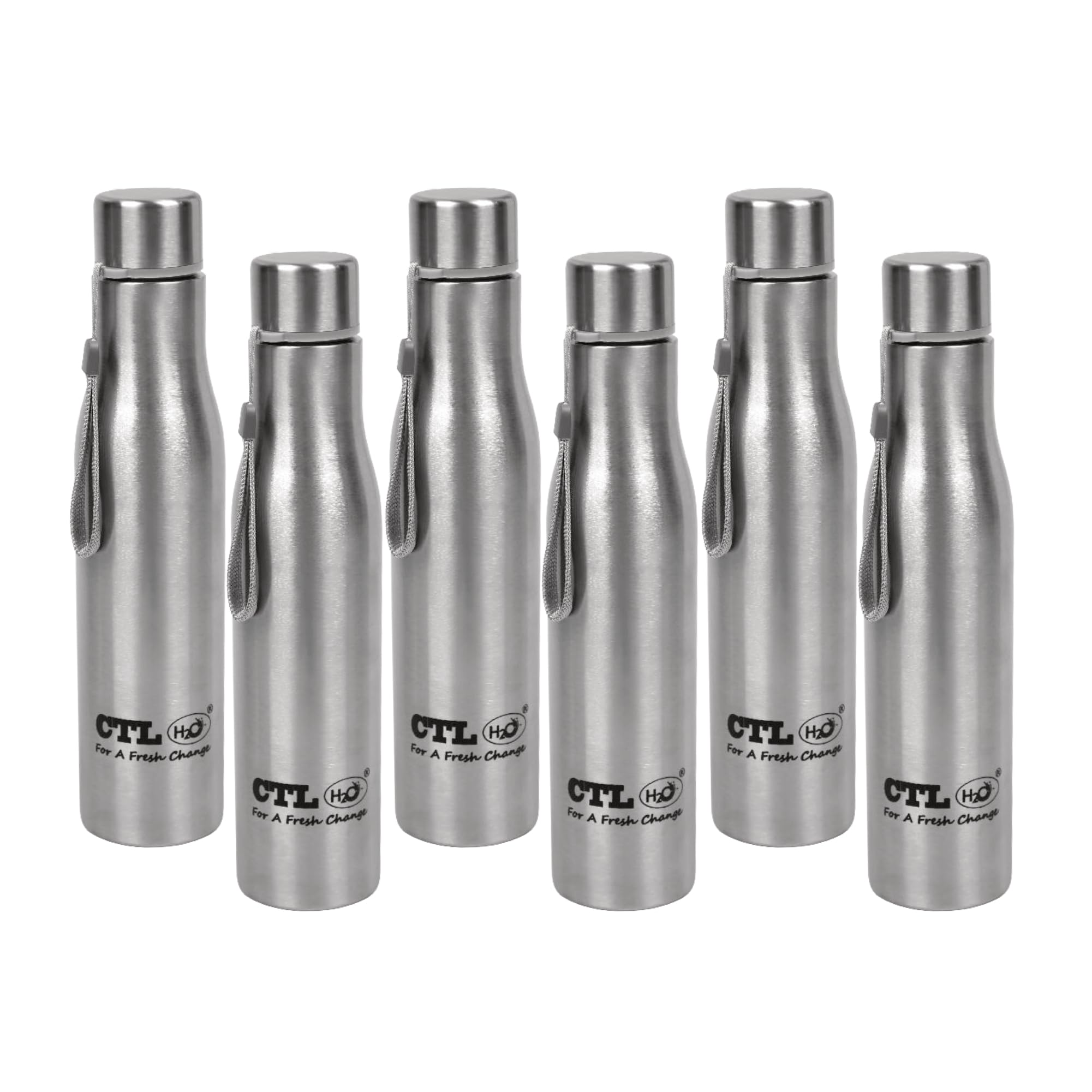 CTLH20 1000 950ml Stainless Steel Water Bottle with Leak-Proof String Cap - Ideal for Office, Gym, Hiking, Travel & Outdoor Activities (6-Pack)
