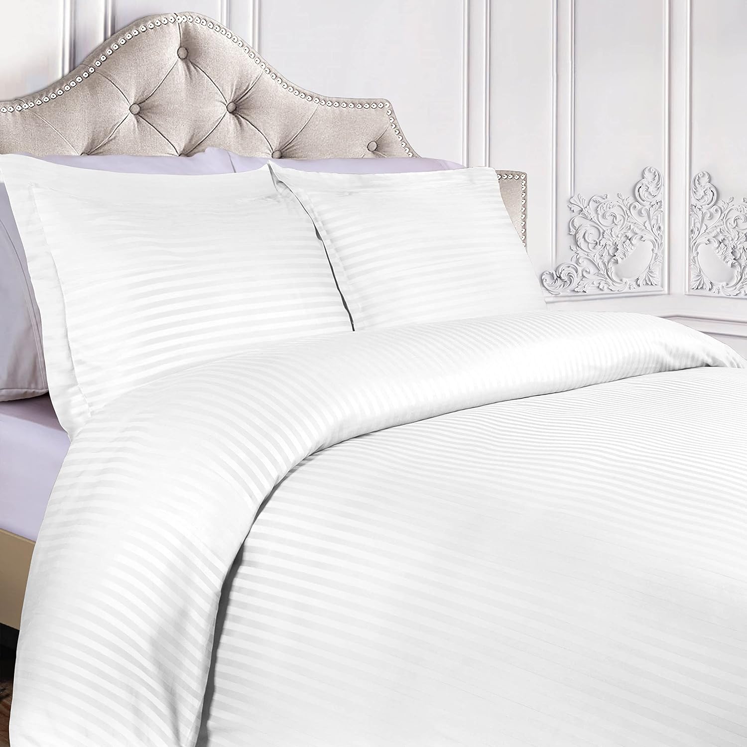 Premium Egyptian Cotton 300 Thread Count Duvet Cover Set - Soft Luxury Bedding for Master Bedroom & Guest Room (Queen/King Size) | Breathable & Wrinkle-Resistant for All-Season Comfort