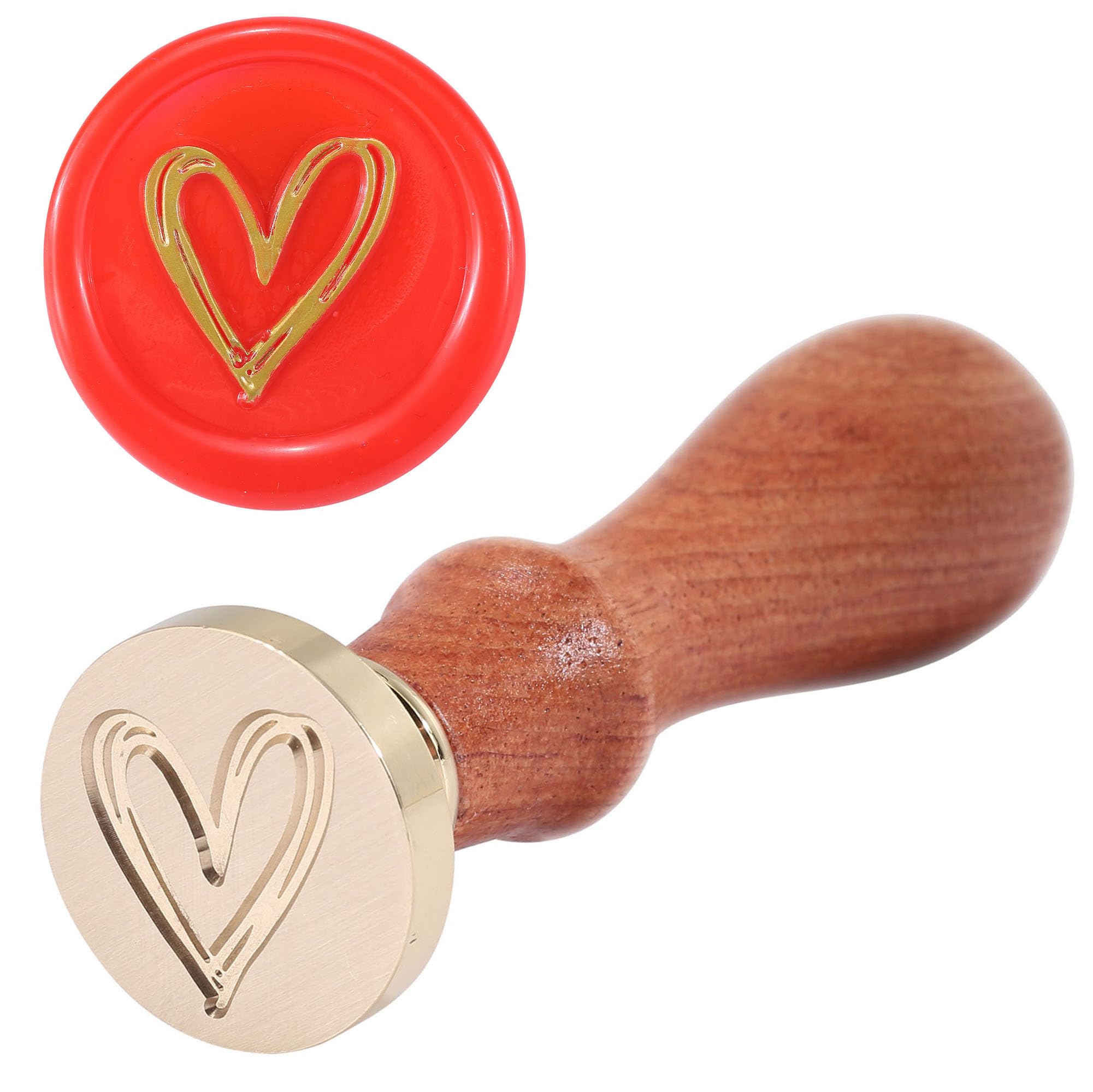 Elegant Heart Wax Seal Stamp with Rosewood Handle - Perfect for Wedding Invitations, Party Favors, Gift Wrapping & DIY Crafts - Vintage Style Sealing Wax Stamp for Romantic Decorations