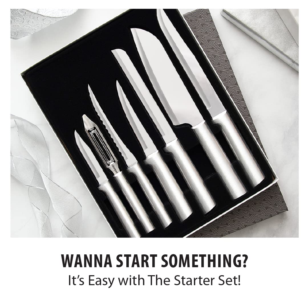 Rada Cutlery 7-Piece Starter Knife Set with Silver Handles - Perfect Kitchen Gift for Home Chefs, Cooking Enthusiasts & Wedding Registries