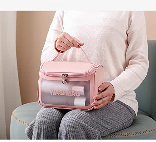 Paczo Multipurpose Cosmetic Organizer Bag | Waterproof Makeup Pouch for Women & Girls | Travel Toiletry Bag | Perfect for Travel, Gym, Beach & Daily Use (Pink)