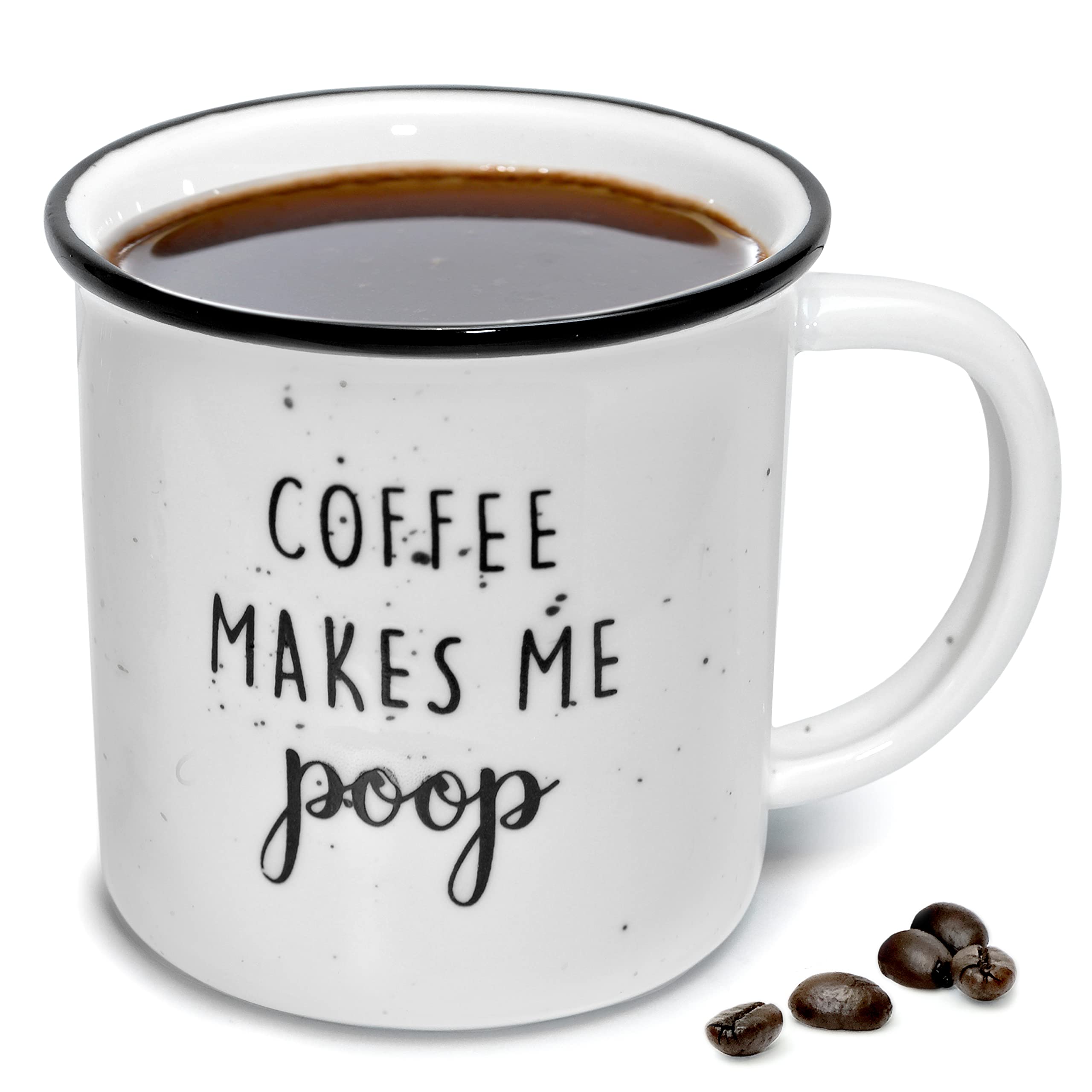 11oz Ceramic Funny Coffee Mug - 'Coffee Makes Me Poop' Novelty Saying, Perfect Gift for Coffee Lovers, Women & Father's Day - Great for Office, Home Use & Gag Gifts