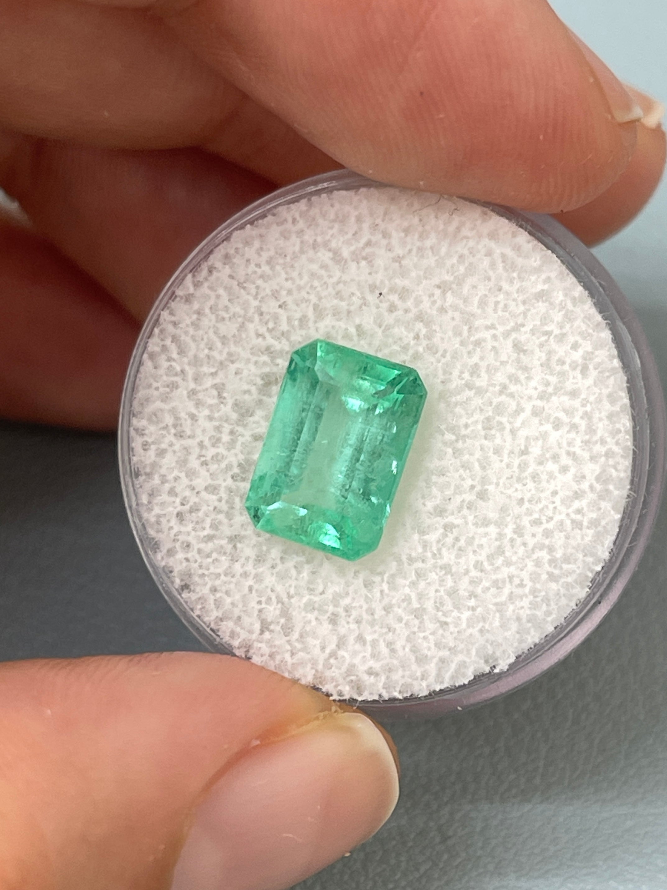 3.54 Carat 11x8mm Seafoam Green Natural Loose Colombian Emerald Gemstone - Emerald Cut for Jewelry Making, Engagement Rings & Luxury Gifts