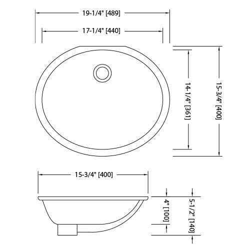 17×14 Inch Porcelain Undermount Oval Bathroom Sink - White Ceramic Vessel Basin for Modern Vanity, Powder Room & Guest Bath Installation