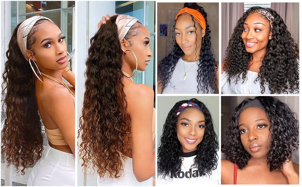 Alicoco 180% Density Water Wave Glueless Synthetic Half Wig with Headband - T30/16 Color, 26 Inch | Curly Headband Wig for Women | Perfect for Daily Wear, Cosplay & Special Occasions