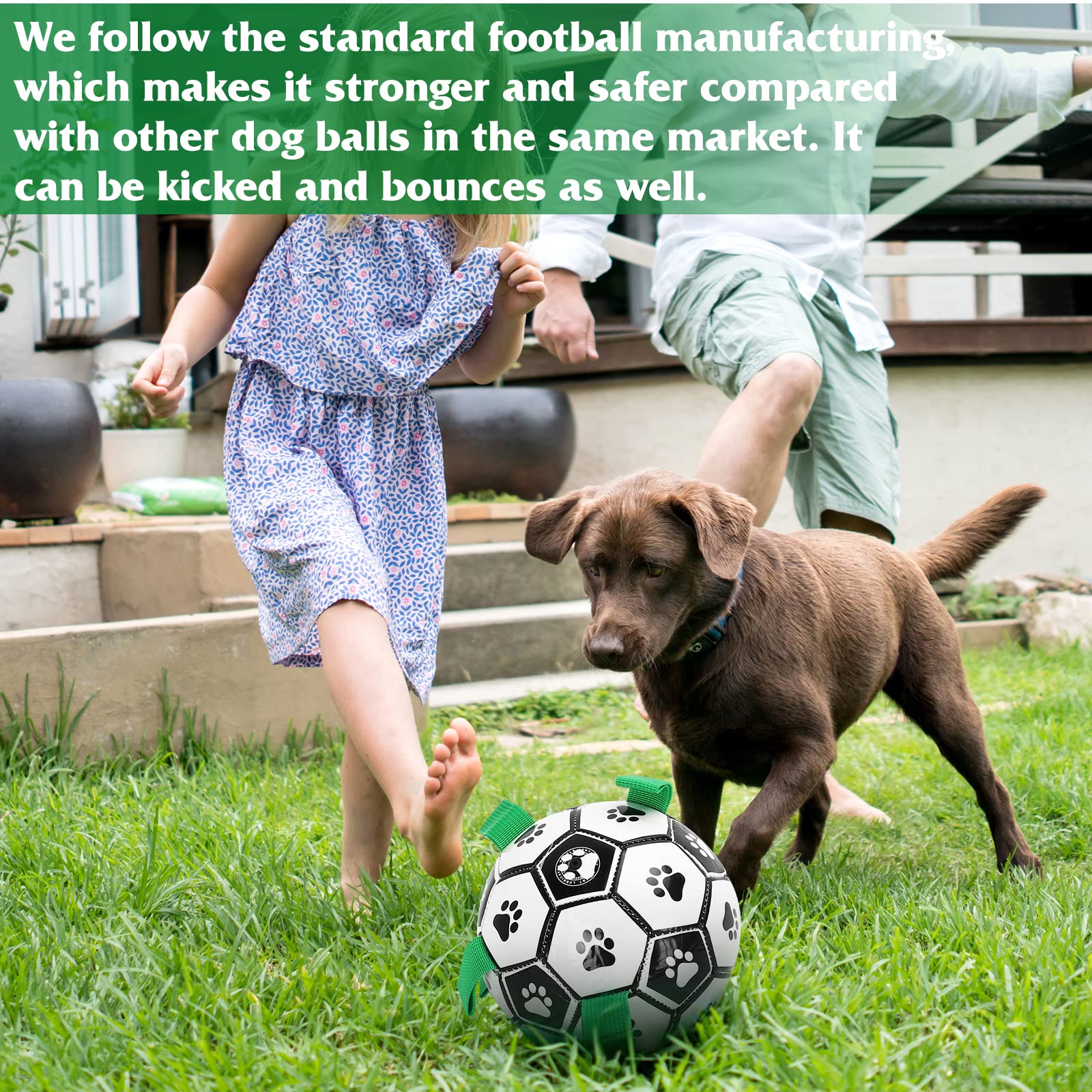 UrbanX Interactive Dog Soccer Ball Toy with Pulling Tabs - Durable Tug of War & Water Play Toy for Small, Medium & Large Dogs - Perfect for Backyard Play, Pool Fun & Training Sessions