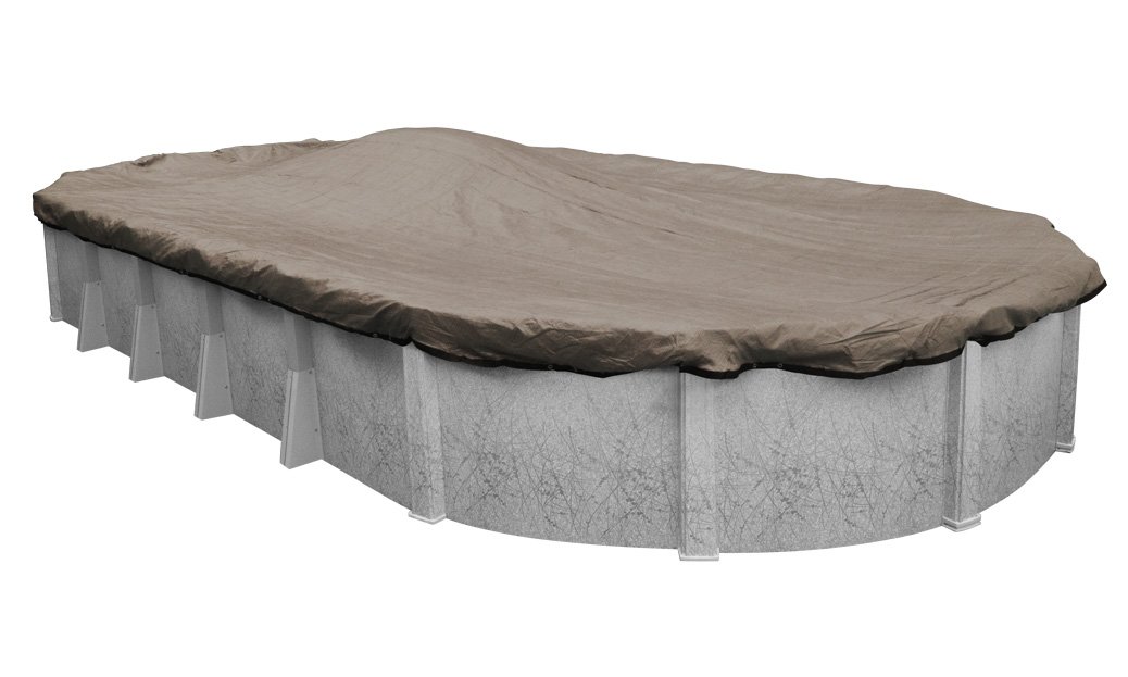 Robelle 431527-4 Taupe Heavy-Duty Mesh Winter Pool Cover for Oval Above Ground Swimming Pools 15x27 ft - Durable Protection Against Snow, Leaves & Debris - Perfect for Winterizing Your Backyard Pool