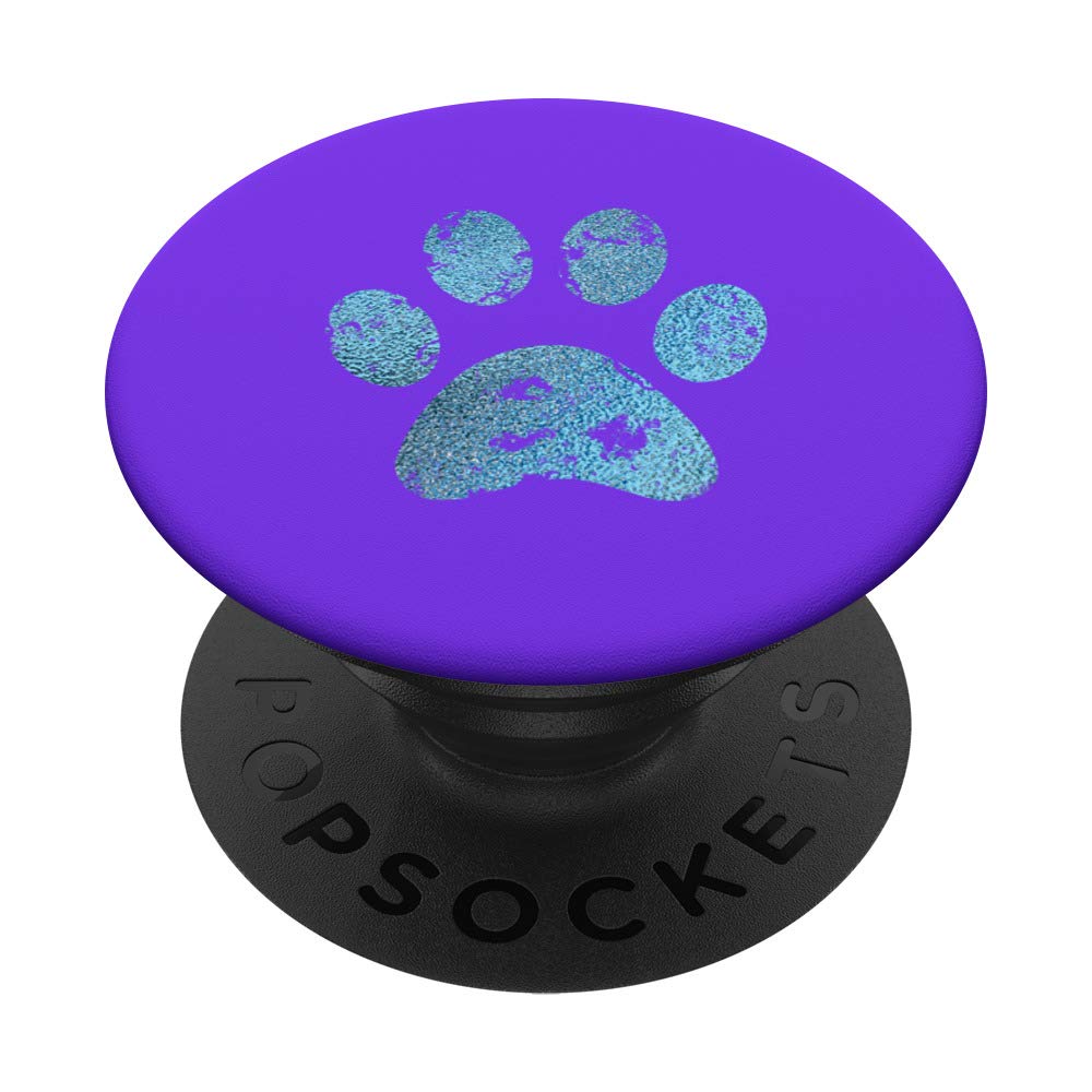 Blue Dog Paw Print Purple PopSockets PopGrip - Swappable Phone Grip for iPhone, Samsung & Tablets | Perfect for Pet Lovers, Everyday Use & Secure Phone Handling