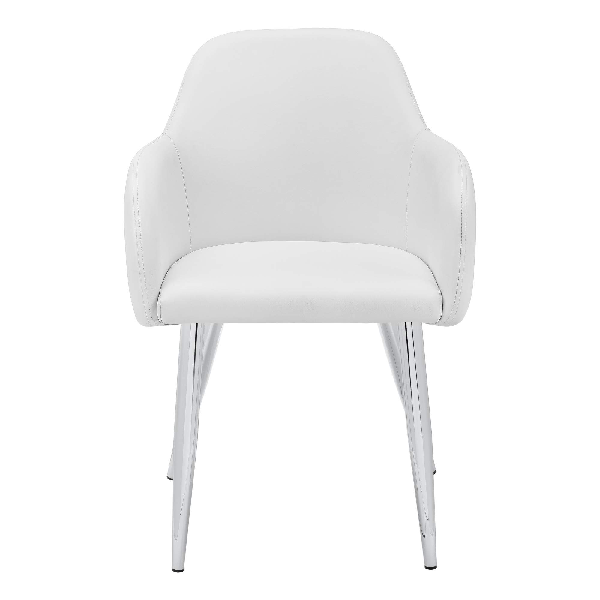 Monarch Specialties I 1190 Modern Dining Chairs - Set of 2 Upholstered PU Leather Side Chairs with Metal Frame in White & Chrome | Perfect for Kitchen, Dining Room & Contemporary Home Decor