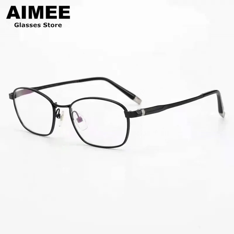 Aimee Unisex Full Rim Square Titanium Eyeglasses Frame 27010 - Lightweight Durable Glasses for Men & Women - Perfect for Reading, Work, and Everyday Use