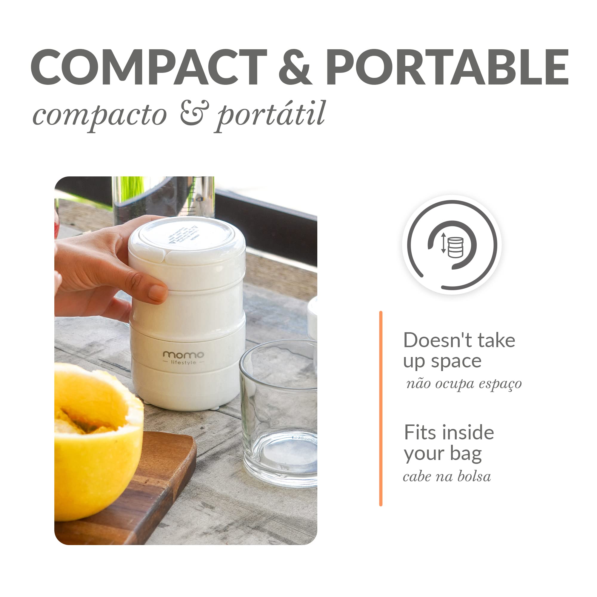 Portable Mini Blender - Wireless Rechargeable Battery Personal Blender for Smoothies, Juices & Shakes - 110V/220V Bivolt - Perfect for Travel, Gym & Office Use - Momo Lifestyle