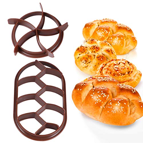 Hemoton 2-Piece DIY Bread Press Mold Set - Plastic Pastry Cutters for Baking, Home & Bakery Use (Coffee, Round & Oval Shapes) - Perfect for Homemade Bread, Cookies & Pastry Making
