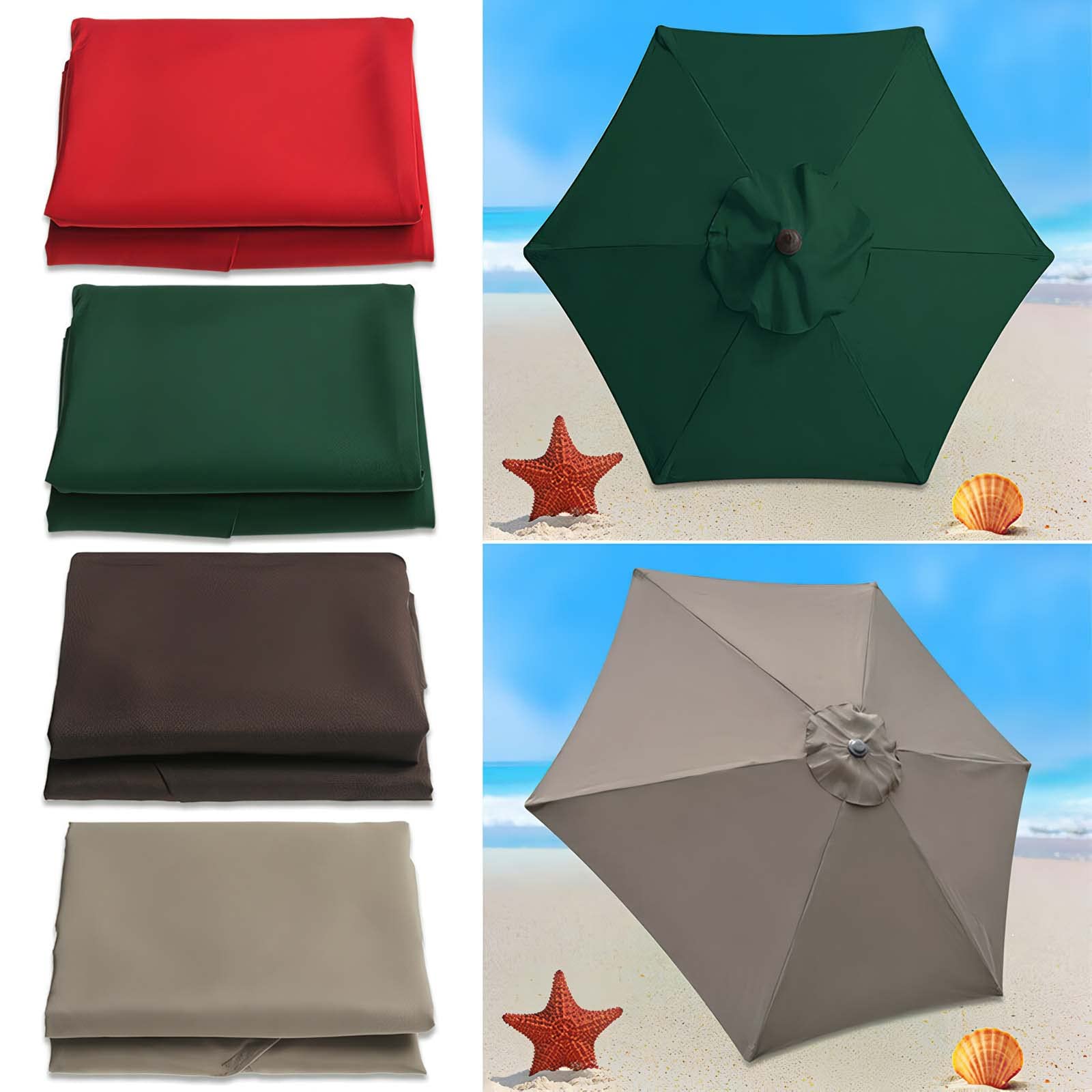 10FT Universal Replacement Patio Umbrella Canopy - 300D UV Protective & Water Resistant Sun Shade Cover for 8-Rib Round Outdoor Market Umbrellas - Perfect for Backyard, Poolside, and Beach Use