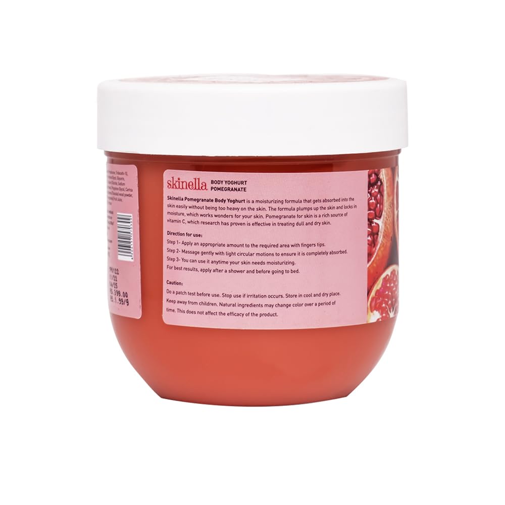Skinella Pomegranate Body Yogurt - 200g Hydrating Body Lotion with Pomegranate Extract for Smooth, Glowing Skin | Daily Moisturizer for Dry Skin Care Routine | Perfect for Post-Shower & Nighttime Use