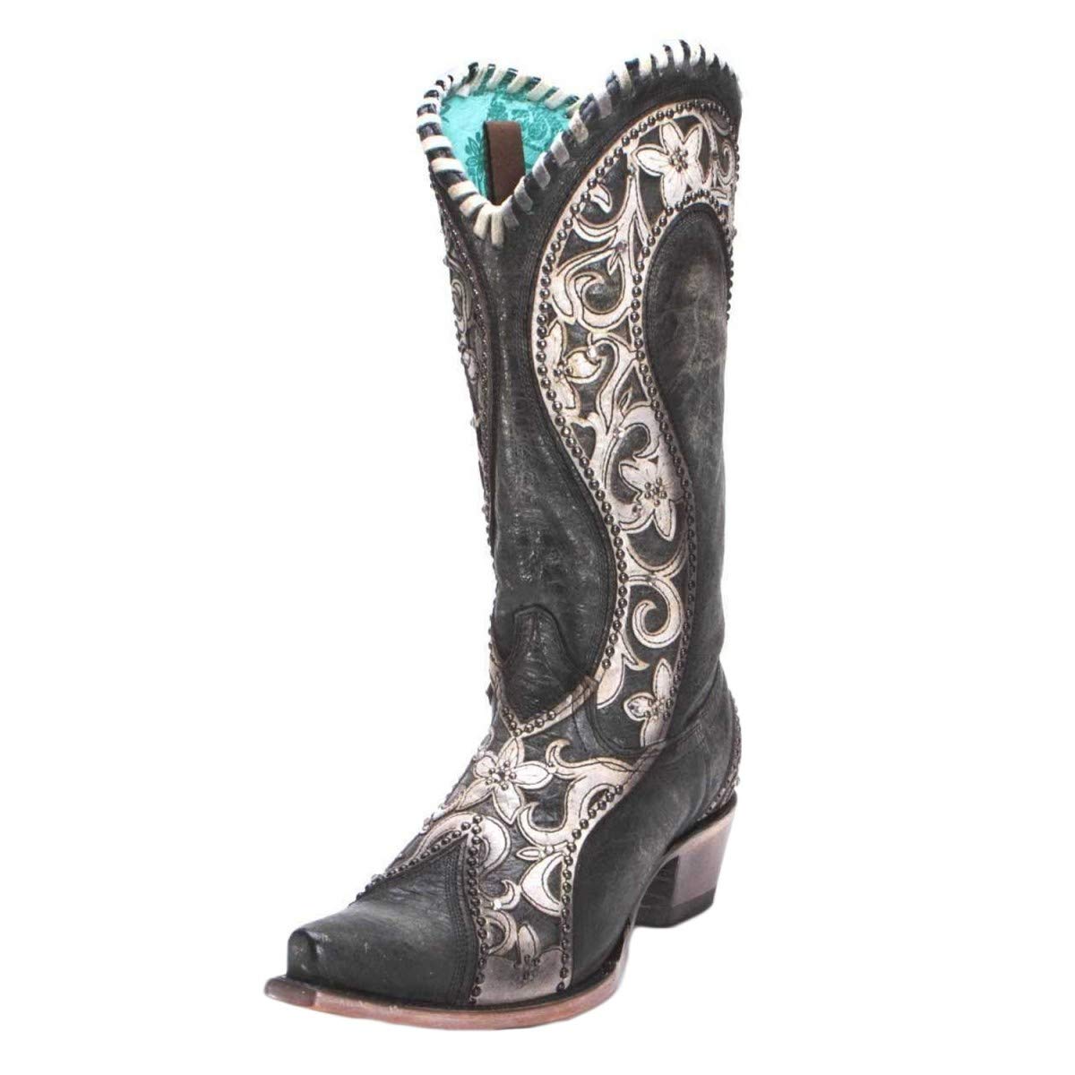 Corral E1540 Black Overlay & Woven Crystal Cowgirl Boots - Stylish Western Boots for Women, Country Concerts, Line Dancing & Rodeo Events