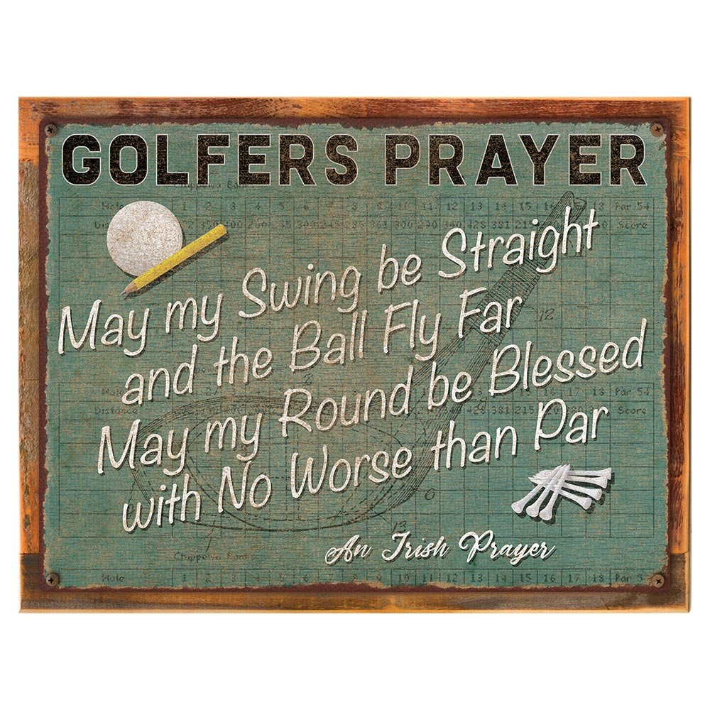 Handmade Framed Outdoor Golfer's Prayer Metal Sign 18x24 Inch - Rustic Golf Decor for Man Cave, Game Room, Backyard - Crafted from Reclaimed Wood - Perfect Golf Gift for Dad, Husband & Golf Lovers