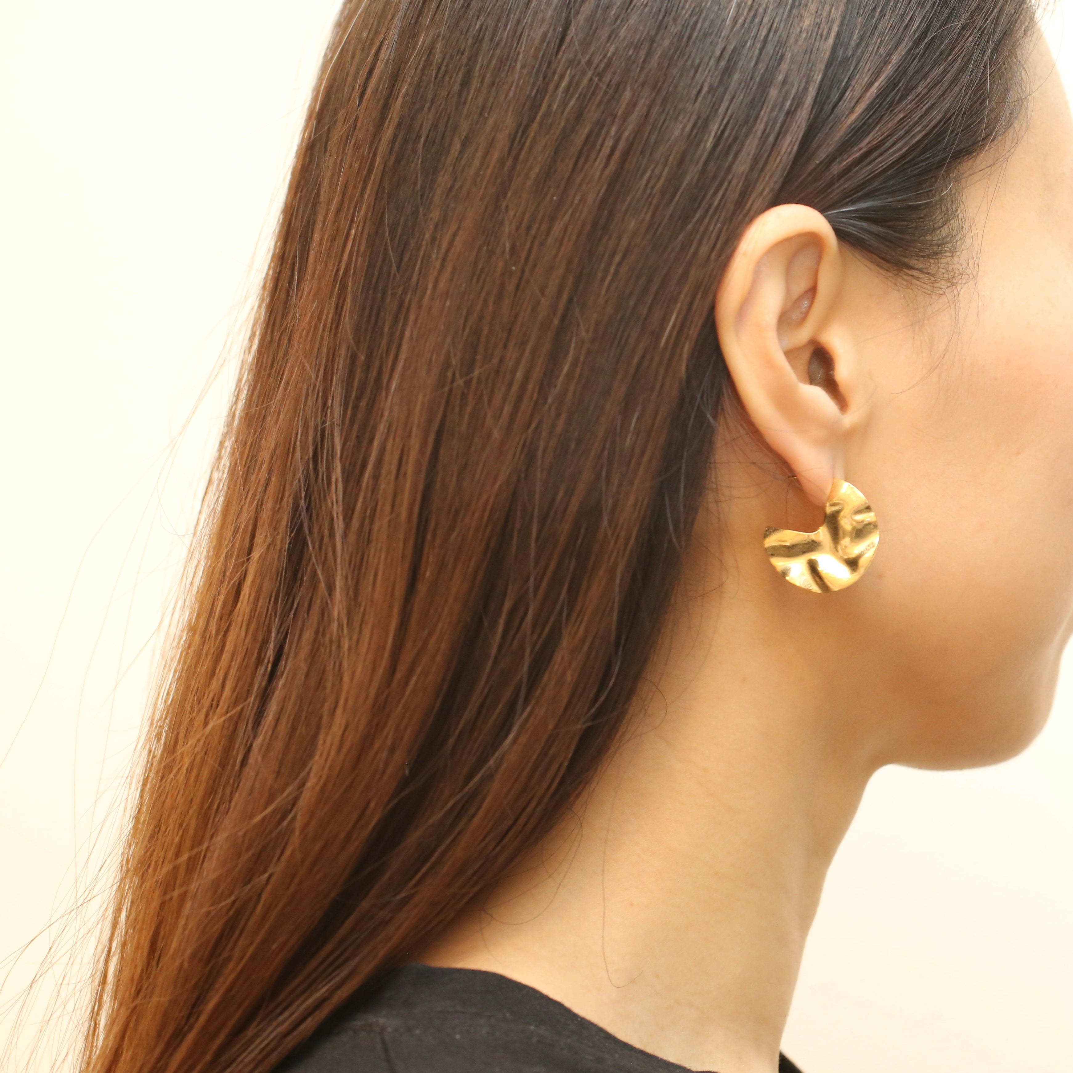 Stylish Gold Foil Large Circle Earrings for Women - Trendy Statement Jewelry for Parties, Weddings & Everyday Wear