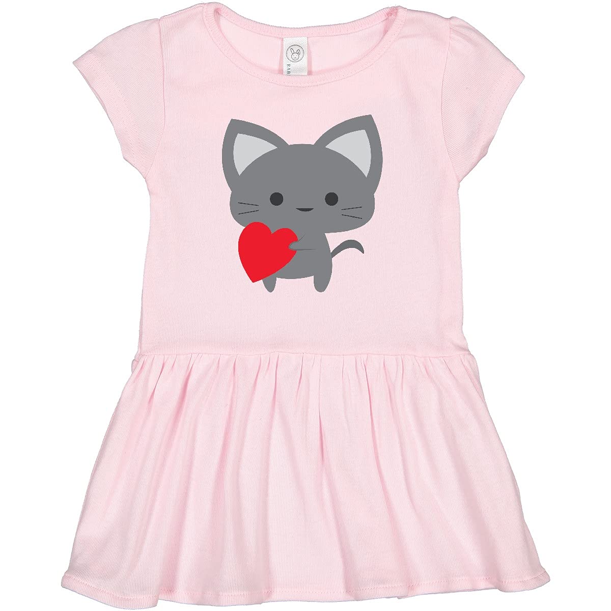 Inktastic Heart Cat Toddler Dress - Cute Cat Print Baby Girl Dress for Casual Wear, Playdates & Special Occasions