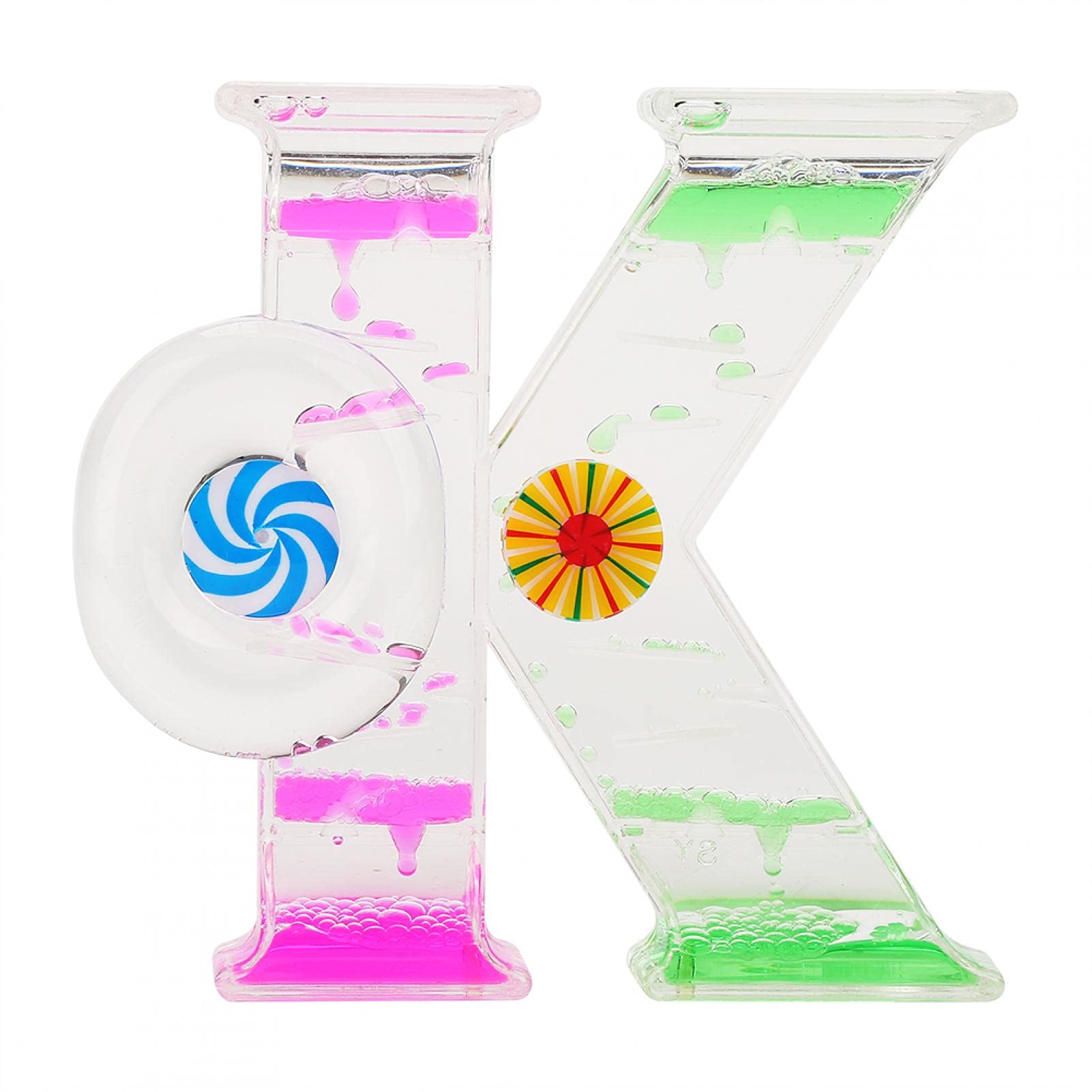 OK Shape Liquid Floating Oil Timer - Dual Color Craft Desk Decoration for Home & Office | Stress Relief & Focus Tool