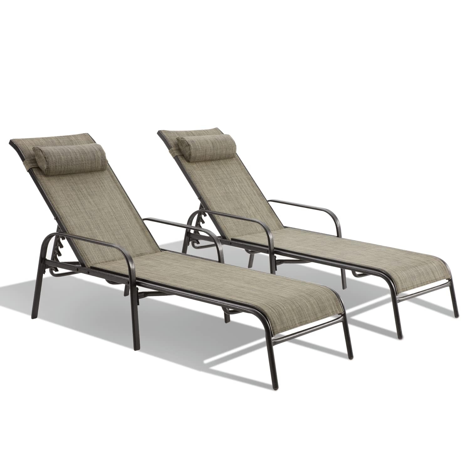 EROMMY Patio Chaise Lounge Set of 2 - Brown Outdoor Lounge Chairs for Poolside, Garden & Backyard Relaxation | Weather-Resistant Patio Furniture