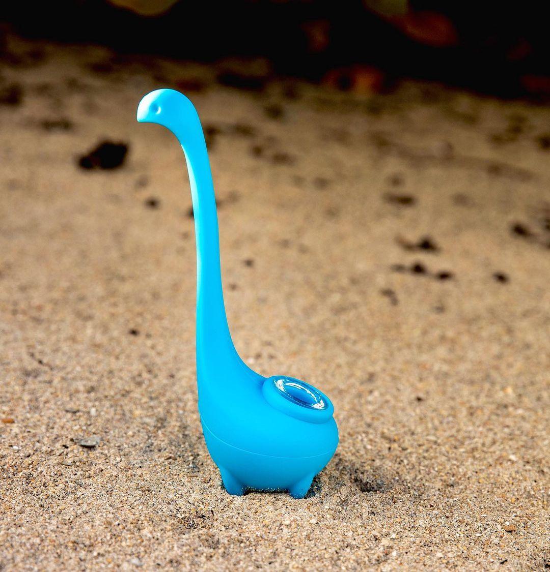 Ness Monster Cute Bubbler Pipe - Silicone Hand Pipe with Medium Glass Bowl | Portable, Lightweight Design for Travel, Camping & Outdoor Smoking Accessories