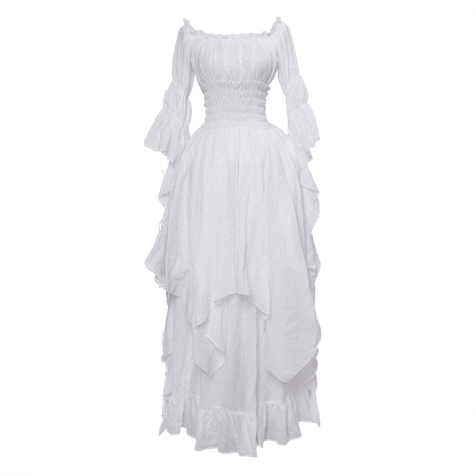 Victorian Women's Dress Vintage Medieval Costume with Puff Sleeves & Cold Shoulder - Elegant Renaissance Princess Dress for Cosplay, Halloween, and Themed Parties