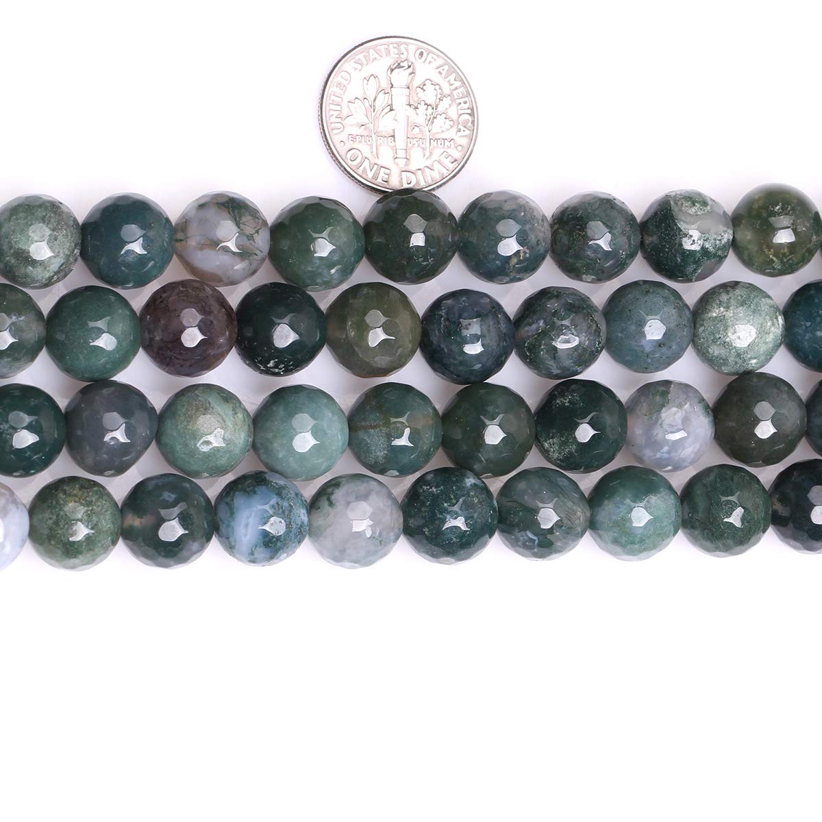 Natural Moss Agate Gemstone Loose Beads - 10mm Faceted Round Energy Power Beads for Jewelry Making (15 Inch Strand) - Perfect for DIY Bracelets, Necklaces & Spiritual Healing Jewelry