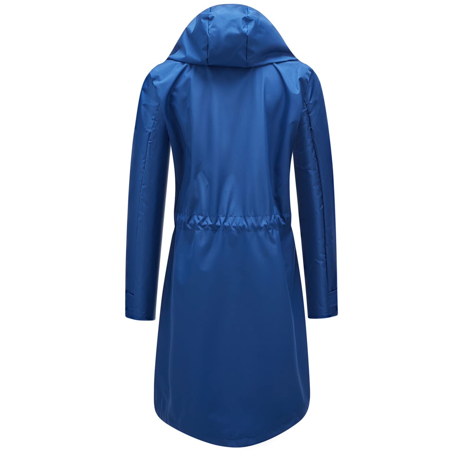 Women's Waterproof Hooded Rain Jacket - Long Midi Windbreaker with Full Zip & Pockets - Casual Outdoor Wear for Hiking, Commuting & Travel