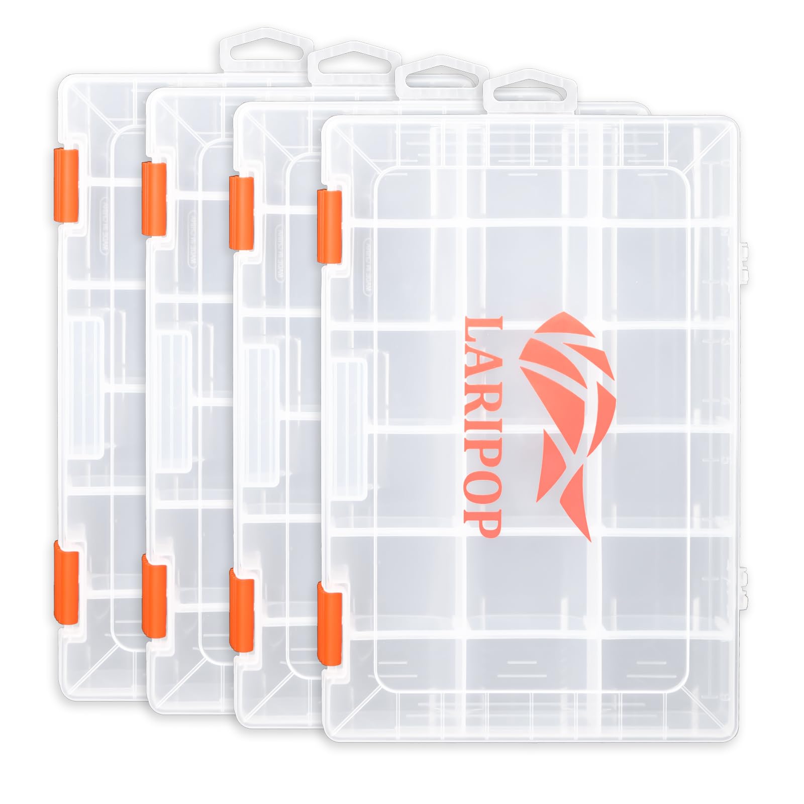 **Waterproof Fishing Tackle Box Set with Adjustable Dividers - Clear Plastic Organizer Tray for Lures, Hooks & Bait - 4-Pack Angler's Tool Box for Storage & Travel - Perfect for Freshwater & Saltwater Fishing**