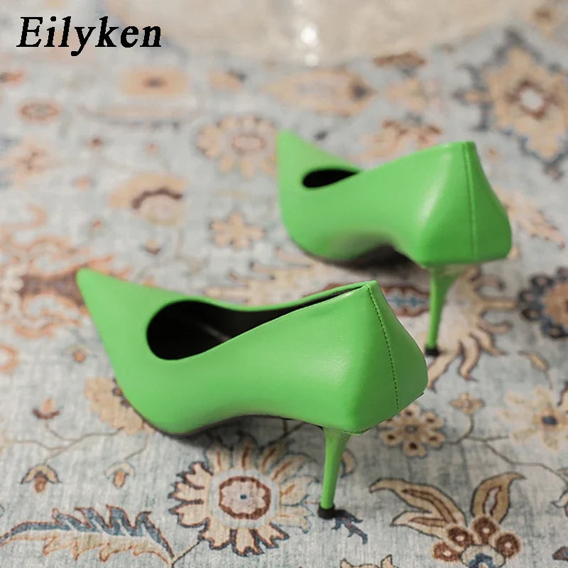 Sexy Green Thin High Heels for Women - Pointed Toe Slip On Pumps - Elegant Prom Wedding Party Shoes - Perfect for Evening Events, Date Nights & Special Occasions