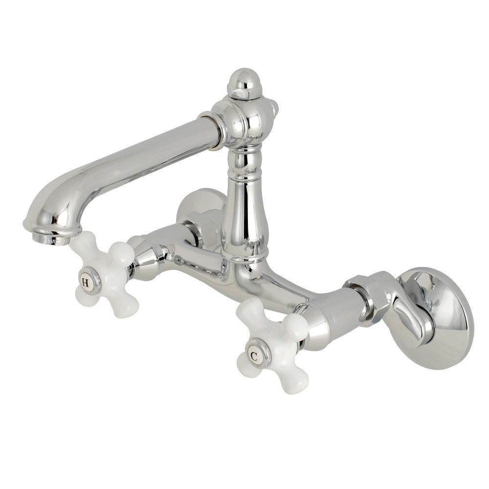 Kingston Brass English Country 6-Inch Adjustable Center Wall Mount Kitchen Faucet - Perfect for Farmhouse, Cottage & Vintage Style Kitchens