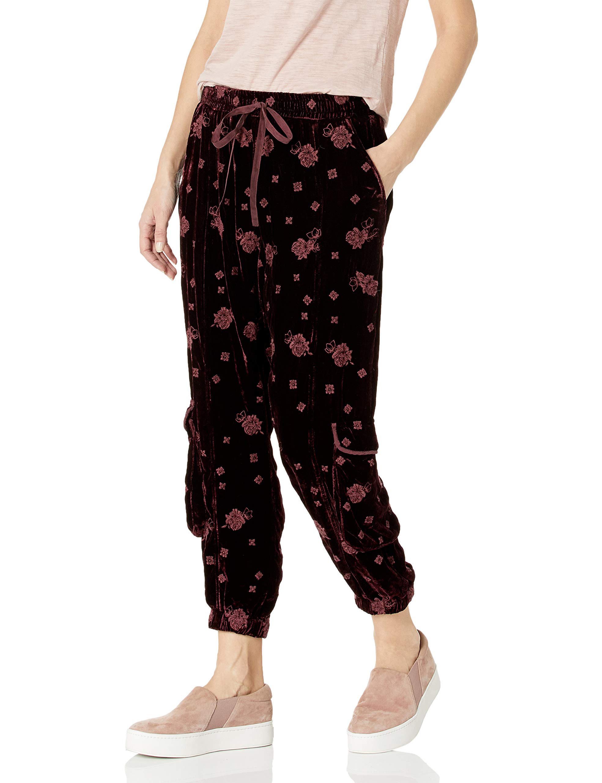Pete & Greta Women's Velvet Cargo Pants - Soft Stretch Joggers with Pockets for Casual Wear, Lounge & Street Style Fashion