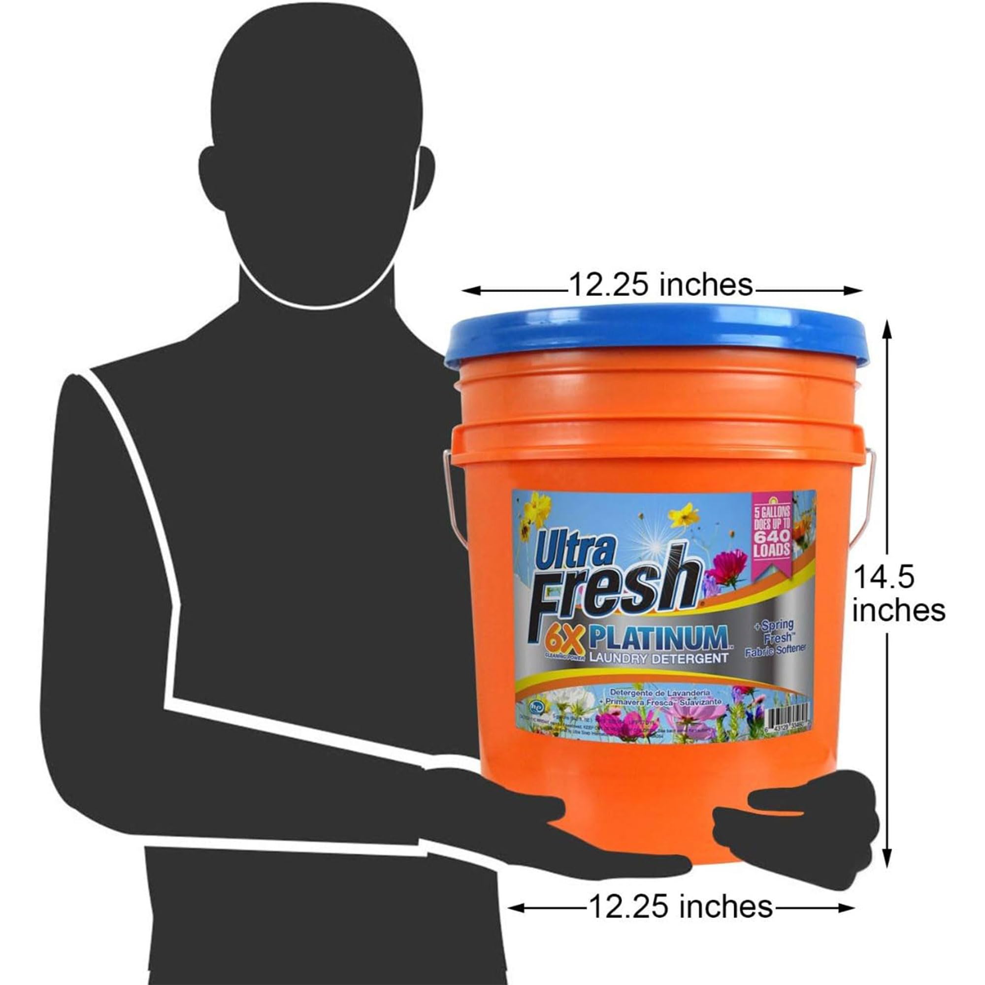 6X Concentrated Platinum 5 Gallon Laundry Detergent Liquid with Spring Fresh Fabric Softener & Pump - Works in All Washing Machines (HE, Top Load, Front Load) - 640 Loads per 5 Gallon (5 Pack) - Perfect for Large Families, Laundromats & Commercial Use