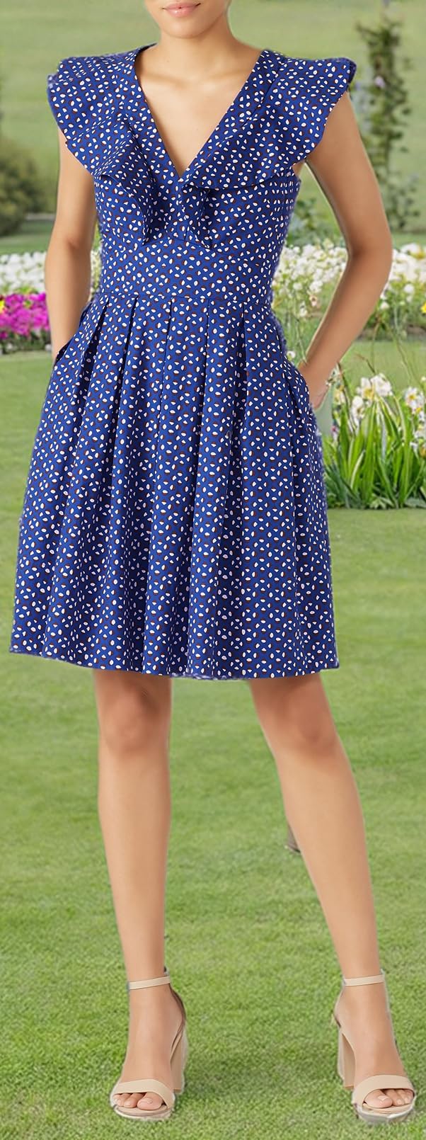 Kate Spade New York Women's Geo Dot Dress - Stylish Floral Print A-Line Dress for Casual Wear, Office & Special Occasions