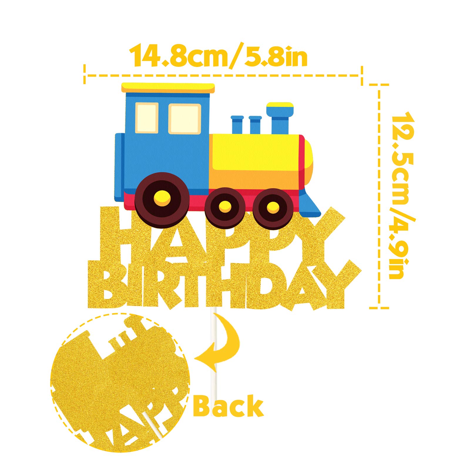 Happy Birthday Train Cake Topper - Transportation Theme Party Supplies for Kids | Perfect for Train-Themed Birthday Decorations & Party Favors | Ideal for Kids' Birthday Parties, Baby Showers & Special Events