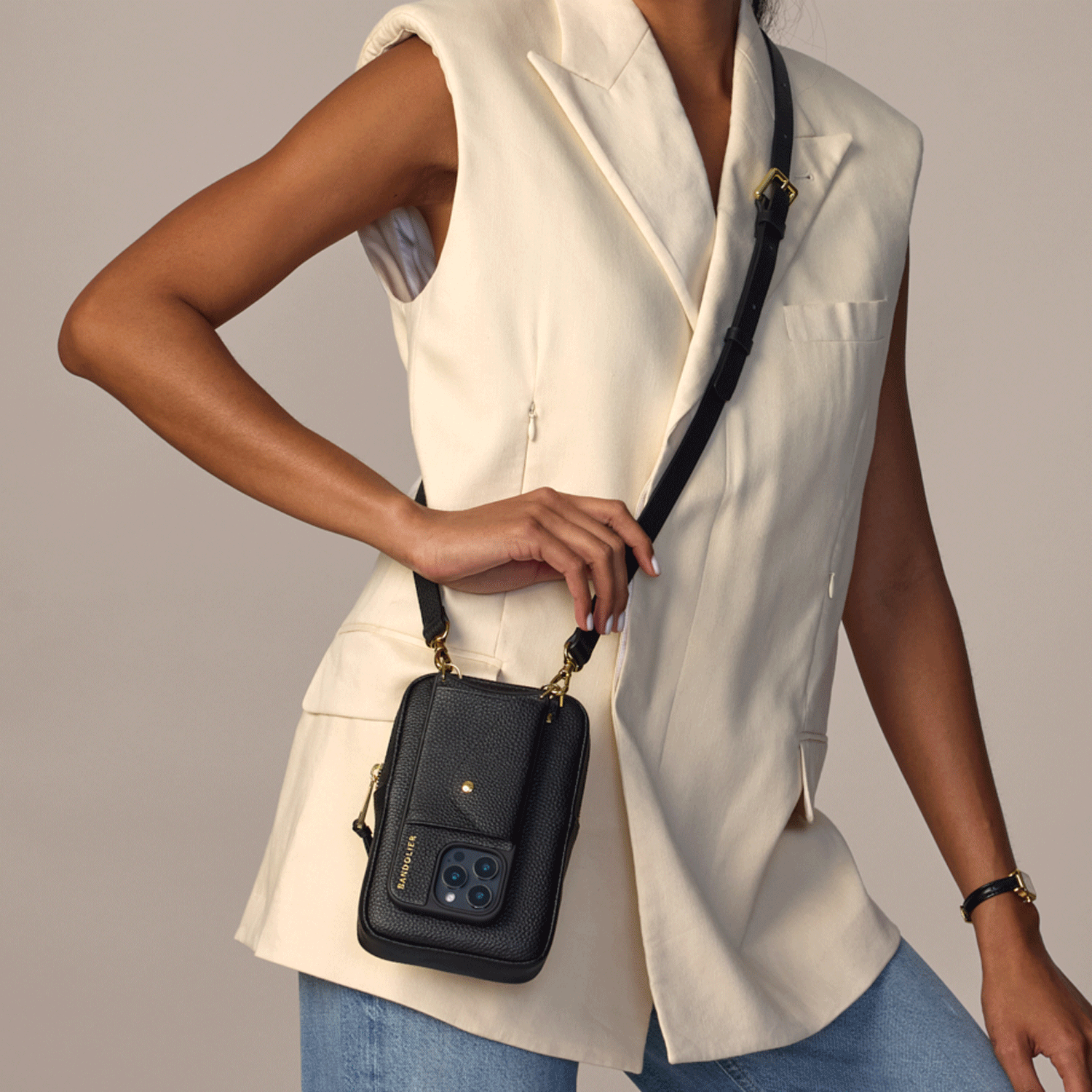 Premium Large Expandable Pouch - Stylish Black & Gold Design for Travel, Work, and Everyday Use