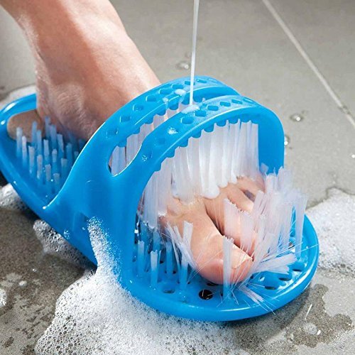 Xtore Foot Cleaning Shower Slippers with Suction Cups - Exfoliating Pumice Stone for Pedicure & Dead Skin Removal - Perfect for Bath, Spa & Home Foot Care (1 Pair)