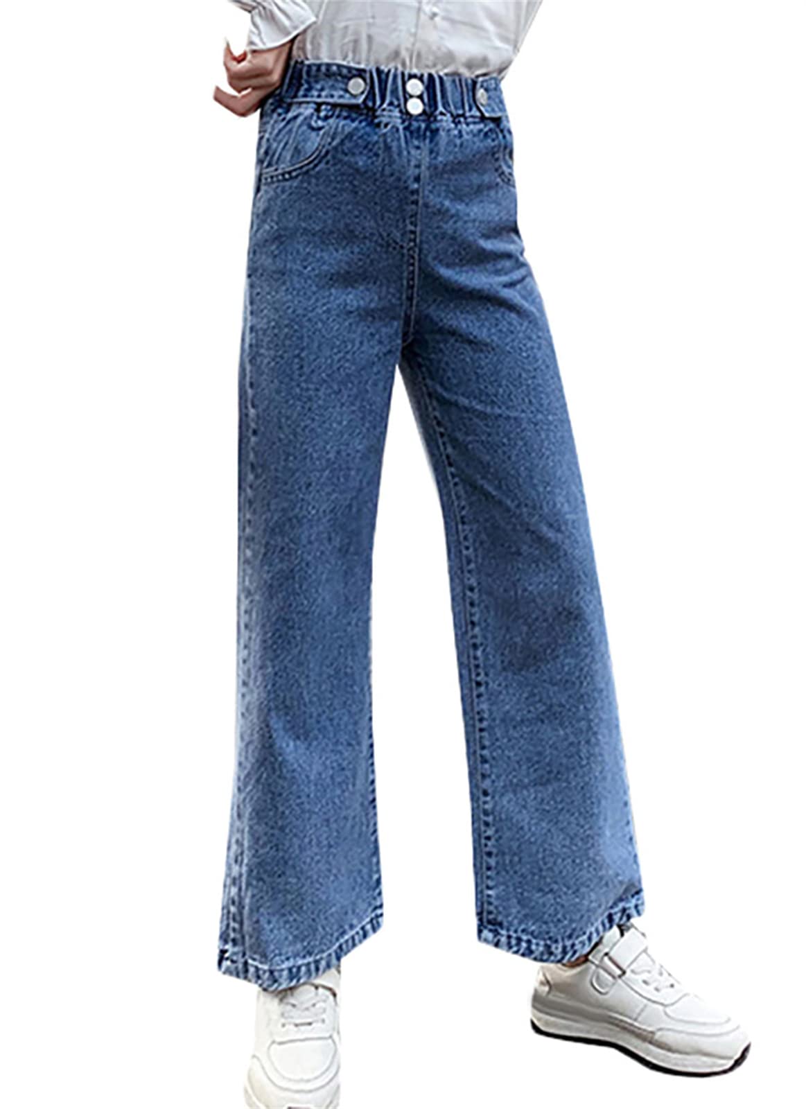 **Cromoncent Girls High Waist Straight Wide Leg Pants for 4-13 Years - Comfortable & Stylish Casual Pants for School, Play & Everyday Wear**