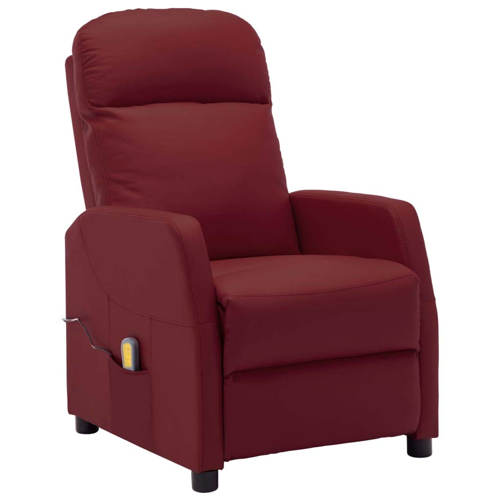 Pissente Electric Massage Recliner Chair - Faux Leather Wine Red Ergonomic Office & Living Room Chair with Adjustable Positions | Perfect for Relaxation, Home Theater & Work Breaks
