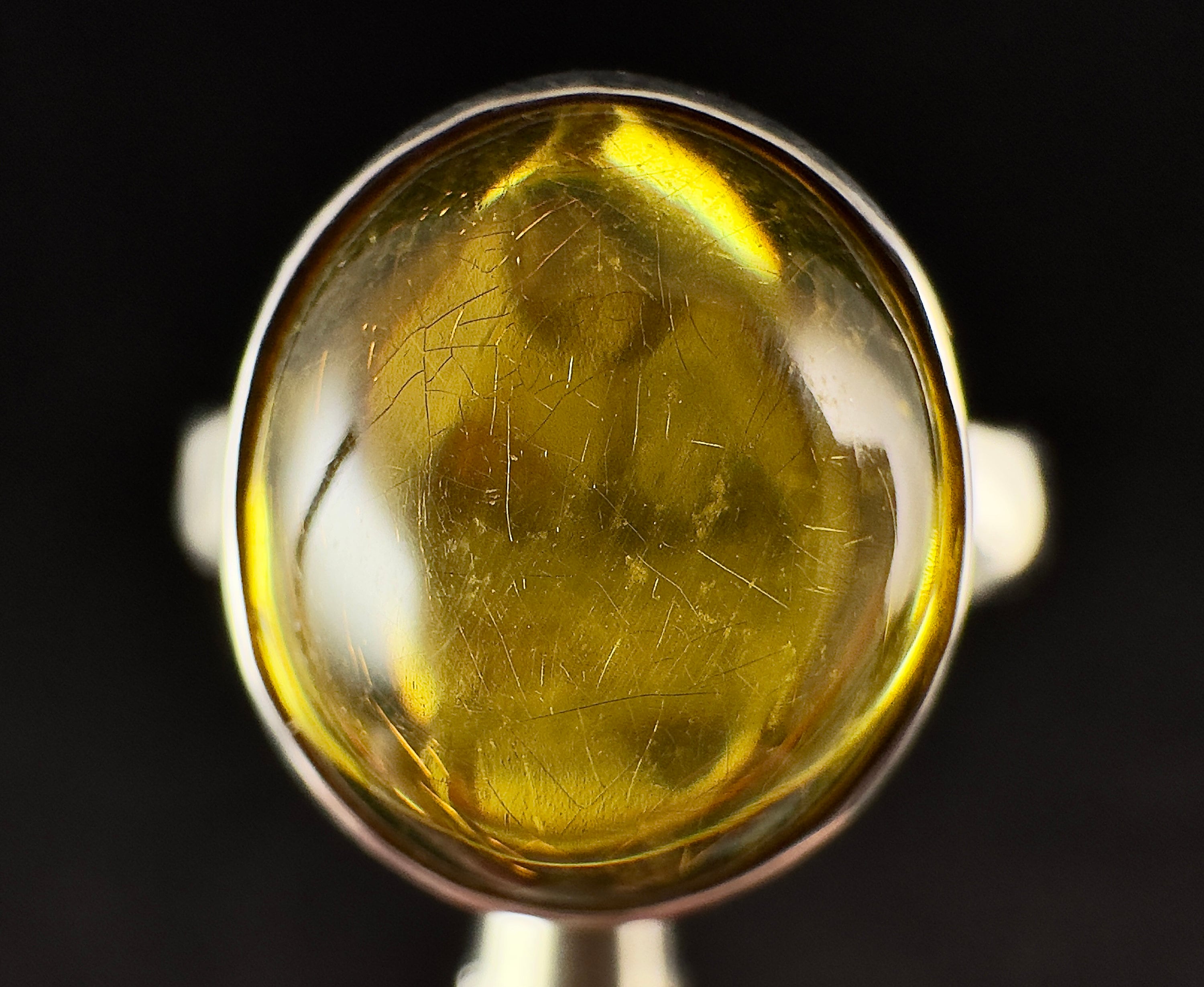 Sterling Silver Amber Ring with Crystal Gemstone - Size 7 Fine Jewelry for Women, Perfect for Everyday Wear, Special Occasions & Gift Giving
